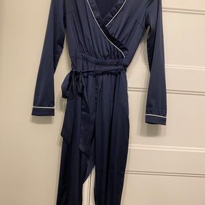 Satin pajama style jumpsuit